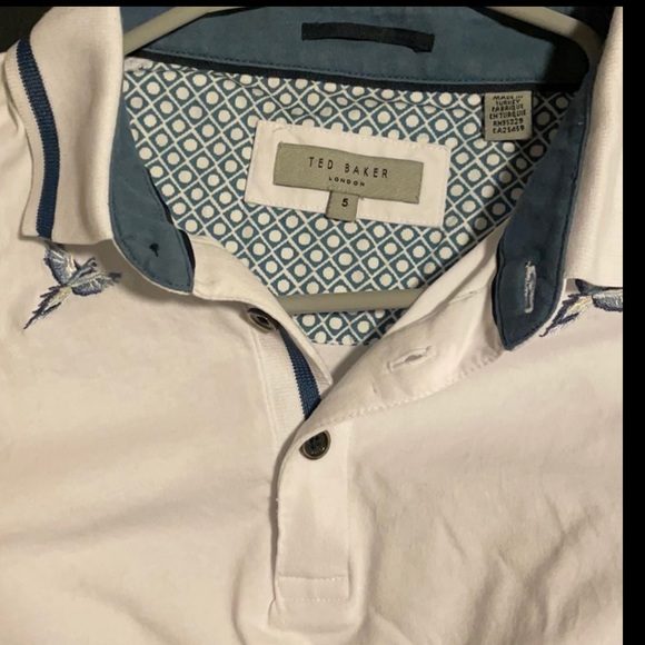 TED BAKER White Hapnes Bird Embroidered Polo Top - Picture 8 of 9
